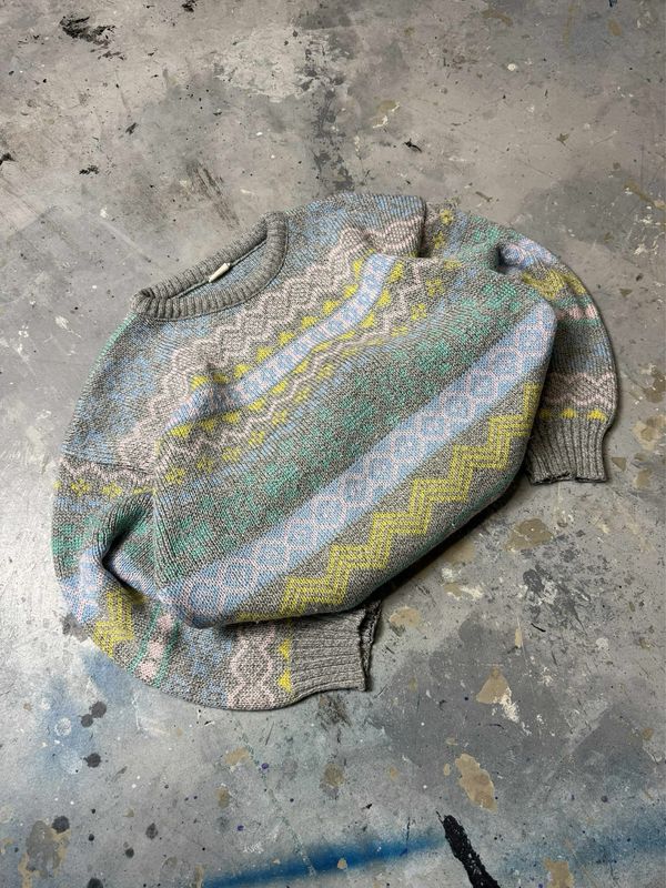 Bluza Vintage Italian Patterned Sweater Grey M