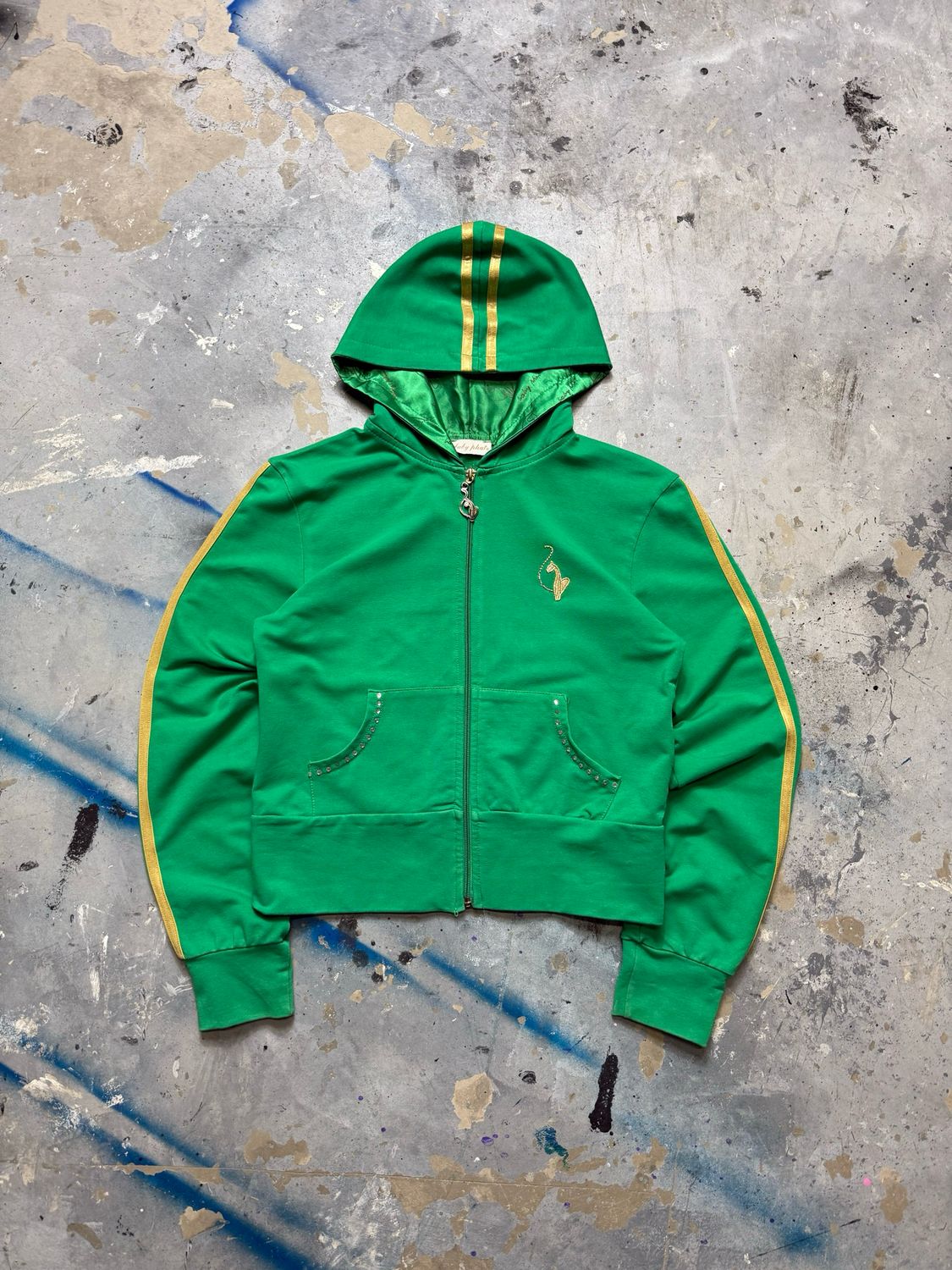 Bluza Baby Cat Zip y2k Hoodie Green S