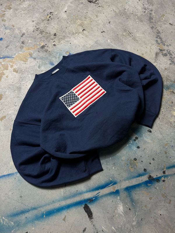 Bluza Hanes USA Flag Crewneck Navy L