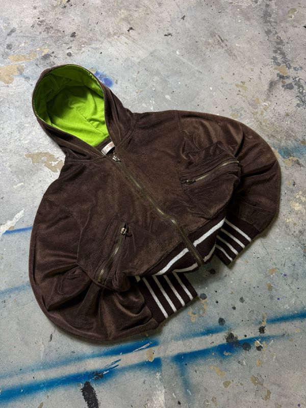 Bluza Lmsport Velour Cropped Zip Hoodie Brown S