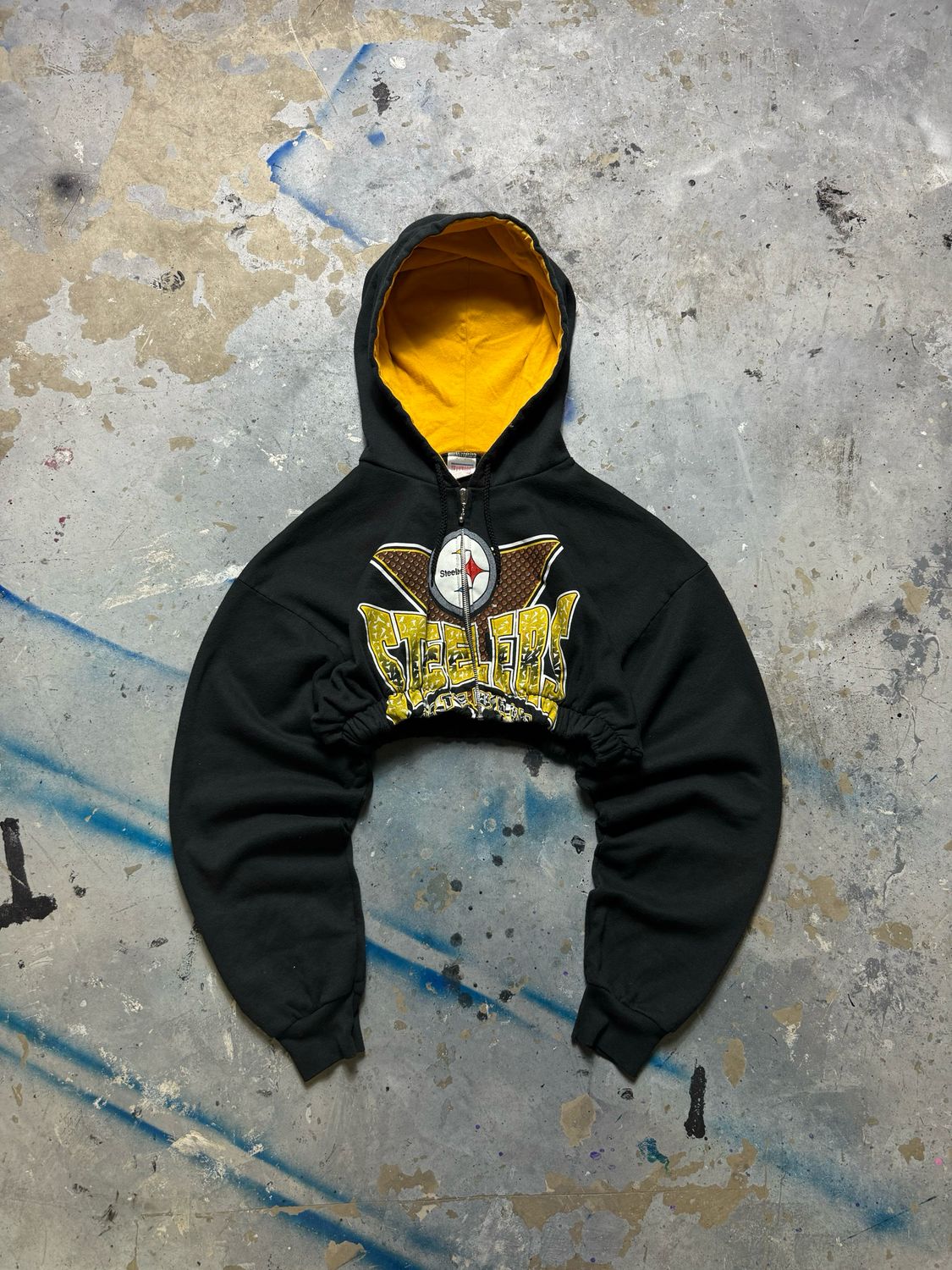 Bluza Teamwork Pittsburgh Steelers Cropped Zip Hoodie Black S
