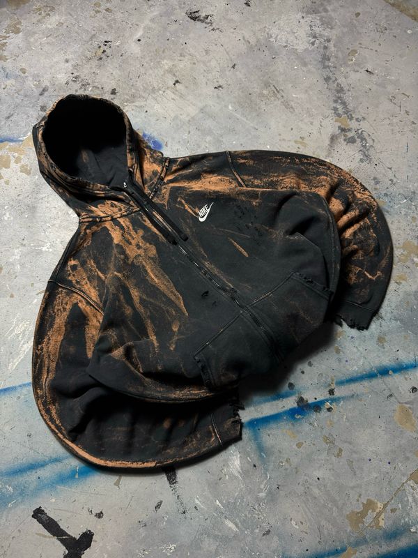 Bluza Nike Logo Zip Distressed Tiedye Hoodie Black L