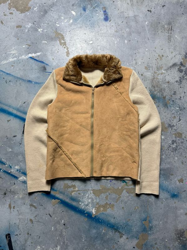 Bluzka Merinos Wool Zipper 100% Wełna Sweater Creme S