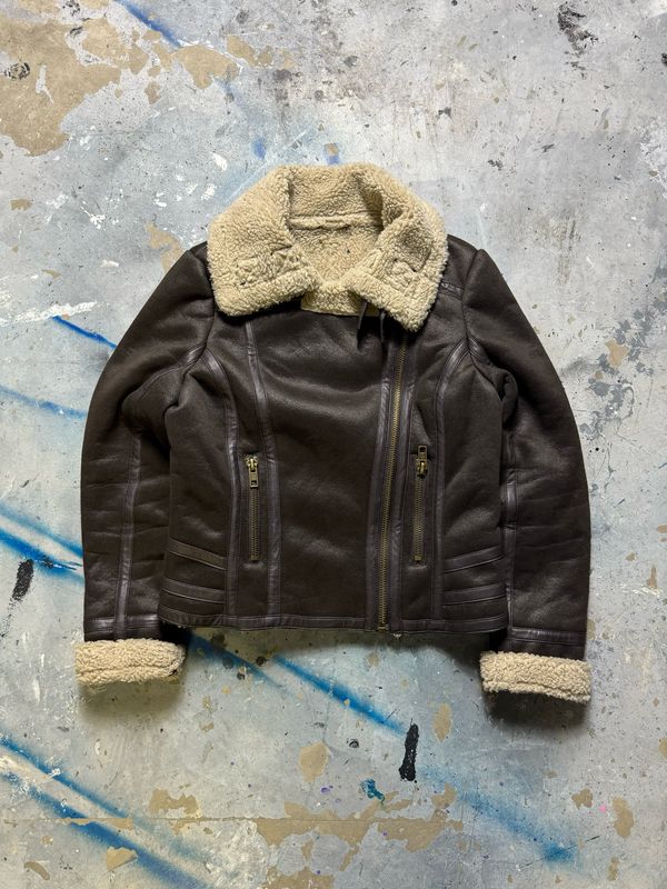Kurtka Sherpa Real Leather Jacket Brown M