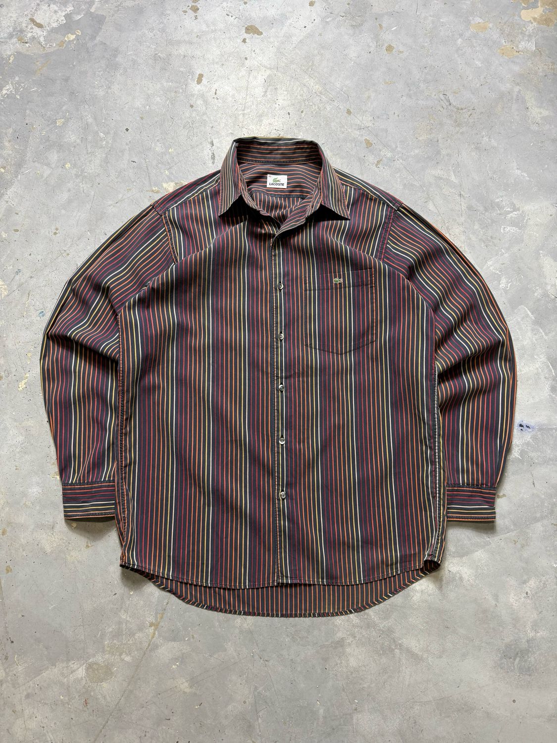 Lacoste Dark Grey Red Yellow Orange Stripes XL