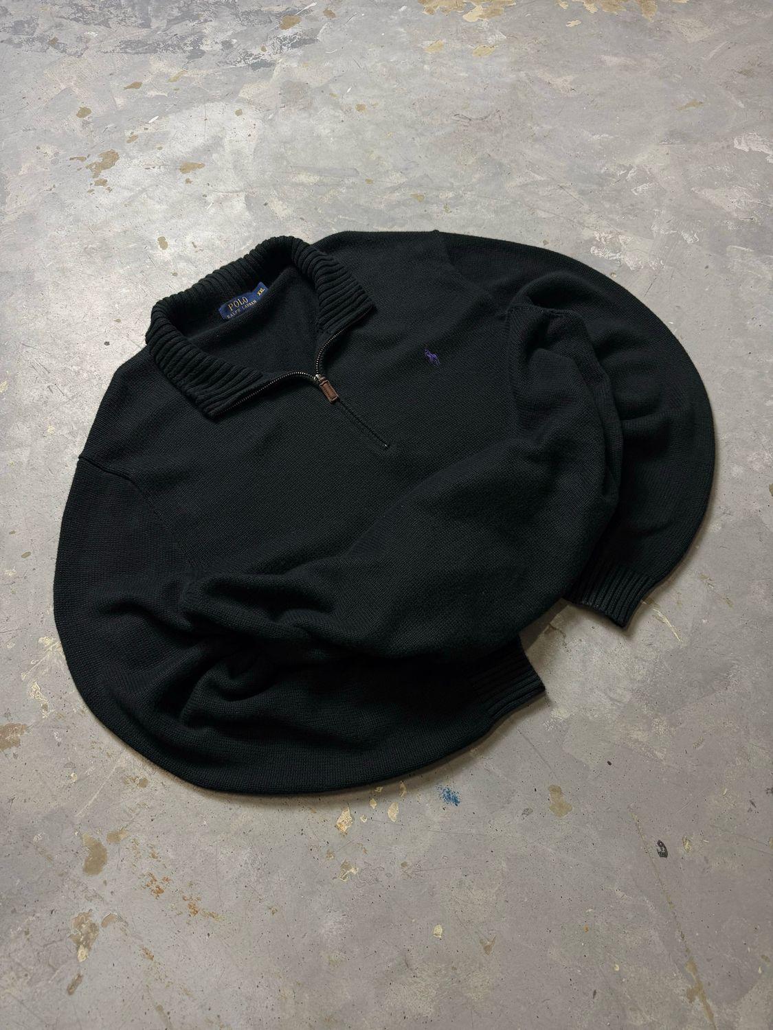 Bluza Ralph Lauren Sweater Colar Zip Crewneck Black L