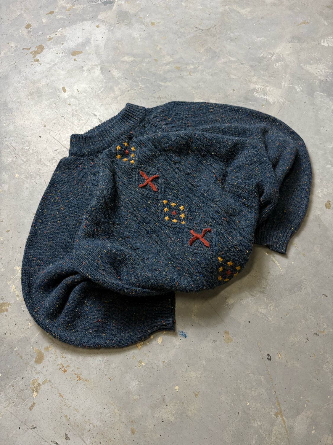 Bluza Vintage British Cable Knit Sweater Navy L