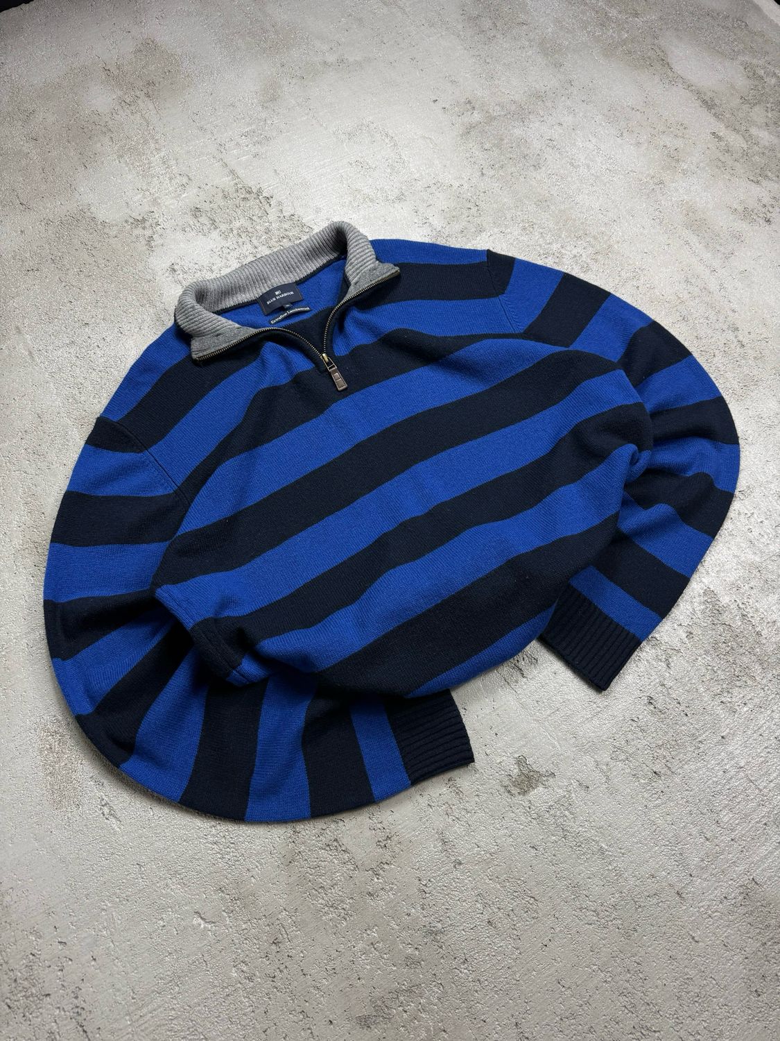 Bluza Blue Harbour Classic Striped Knit Zip Colar Sweater Black//Navy L