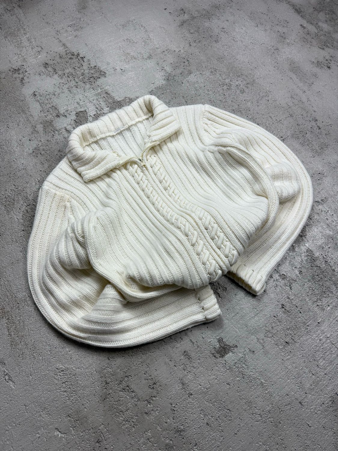 Bluza Vintage Zipped Knit Sweater Ecru/White S