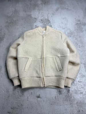 Bluza Vintage Pure Virgin Wool Zip Sweater Beige M