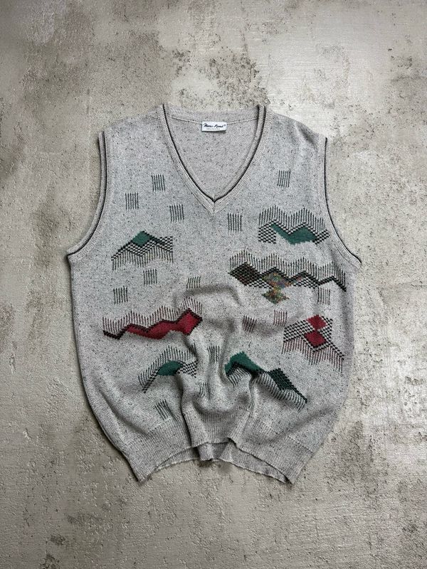 Kamizelka Vintage Geometric Pattern Vest Grey  M