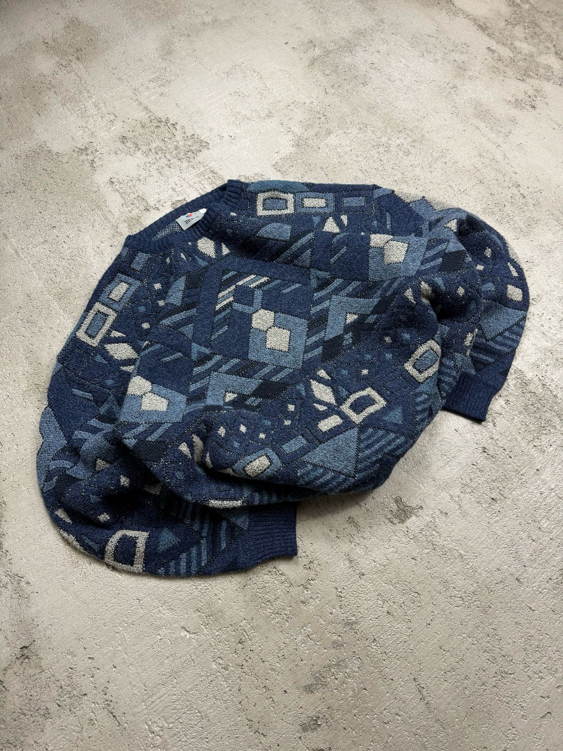 Sweter Vintage Geometric Sweater Navy L