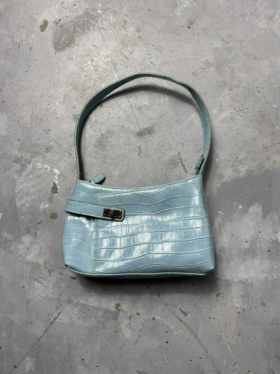 torebka Vintage Snake-Like Skin Baguette Bag Light-Blue 15