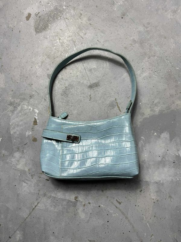 torebka Vintage Snake-Like Skin Baguette Bag Light-Blue 15