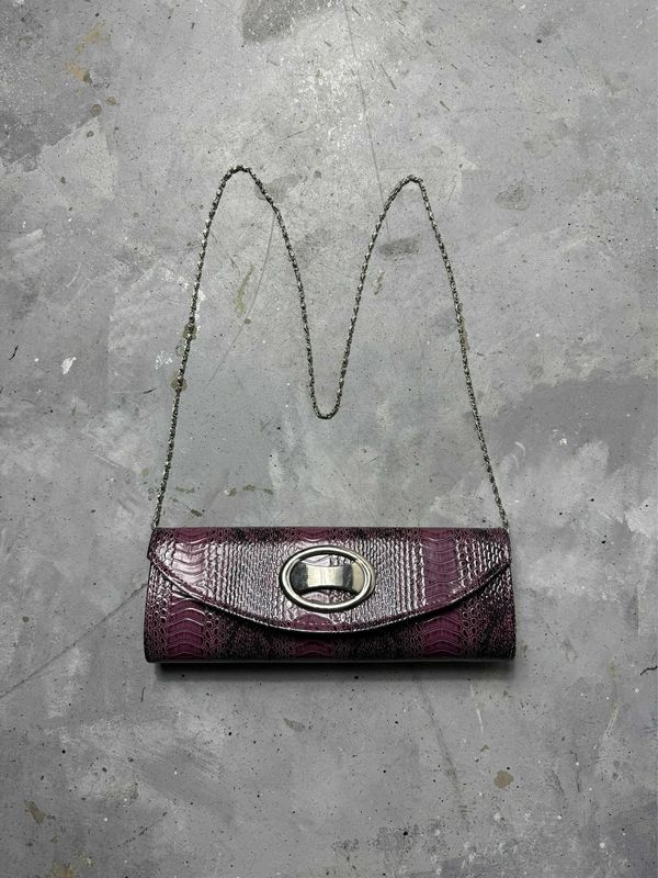 torebka Vintage Snake-Like Skin Bag Metal Detailing Purple 10