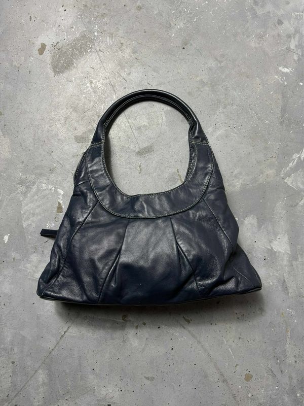 torebka Vintage Leather Trapeze Shaped Bag Navy 20