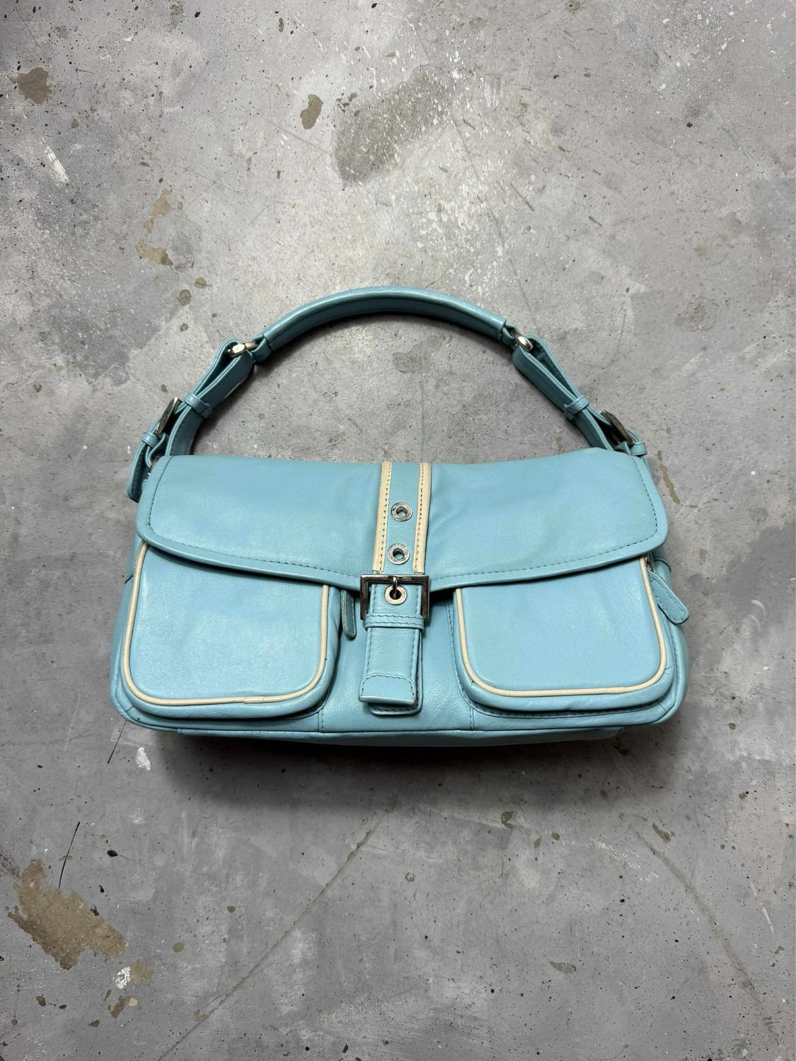 torebka Vintage Pockets Leather Bag Light-Blue 19