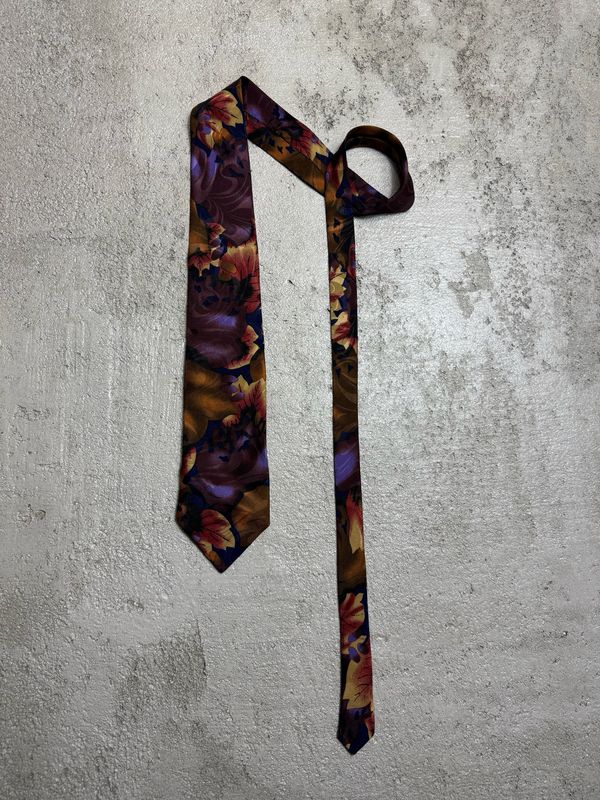 Krawat Carlo Manzoni Leafes Pattern Tie Purple