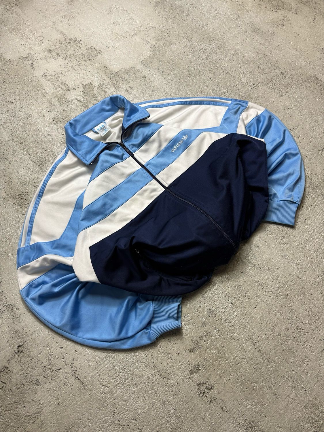Bluza Adidas 80s Originals Light-Blue Stripes Zip Tracksuit White/Navy M