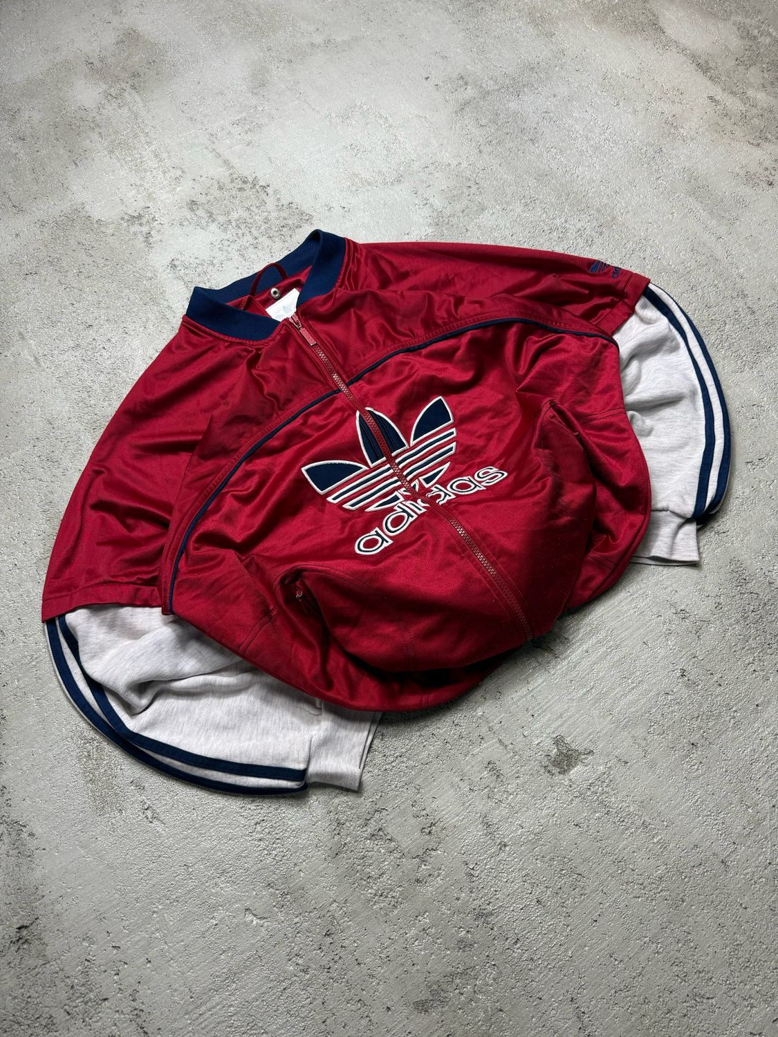Bluza Adidas  90s Originals Logo Na/Stripes Zip Tracksuit Red L