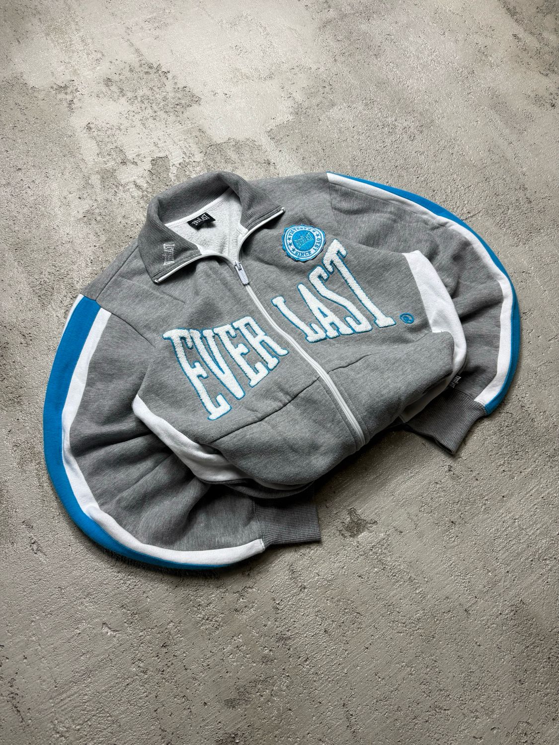 Bluza Everlast Big Logo Wh-Bl/Details Zipper Grey M