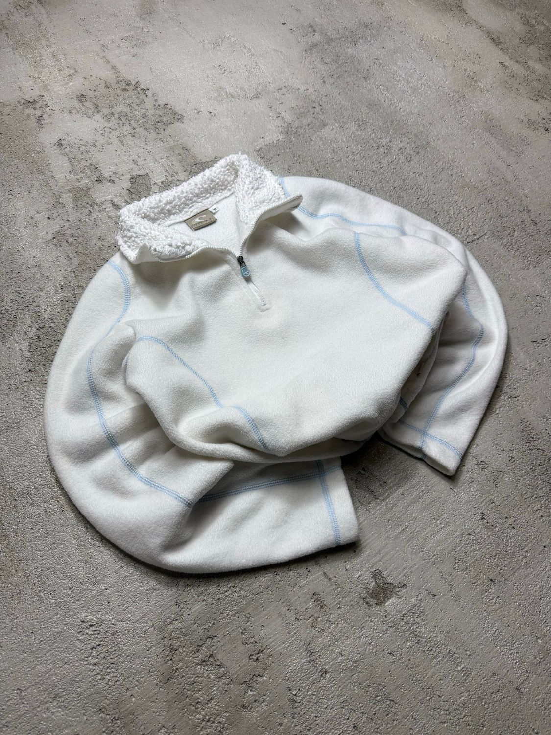 Polar O&#39;Neill Q/Zip Light-Blue Stitching Fleece White  S