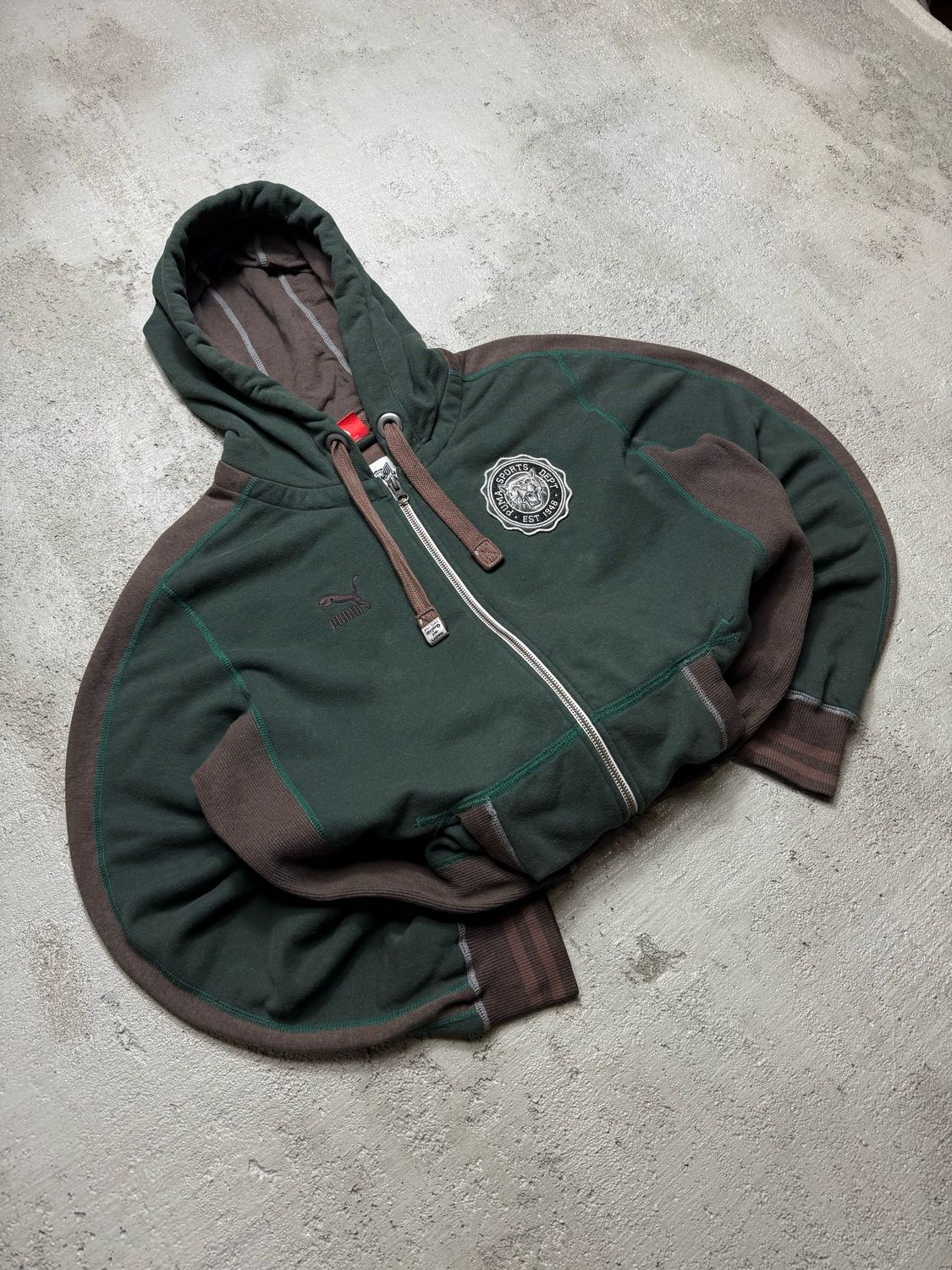 Bluza Puma Sports 1948 Br/Details Zip Hoodie Dark Green M