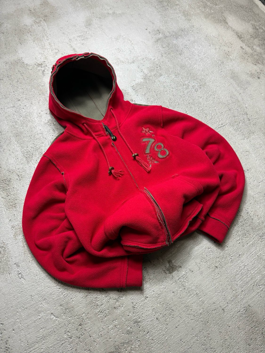 Bluza 78 Logo Zip Hood Fleece Red S