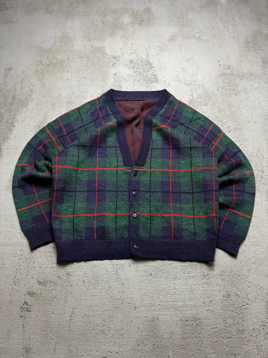 Bluza Tartan Buttons Cardigan Green/Navy L