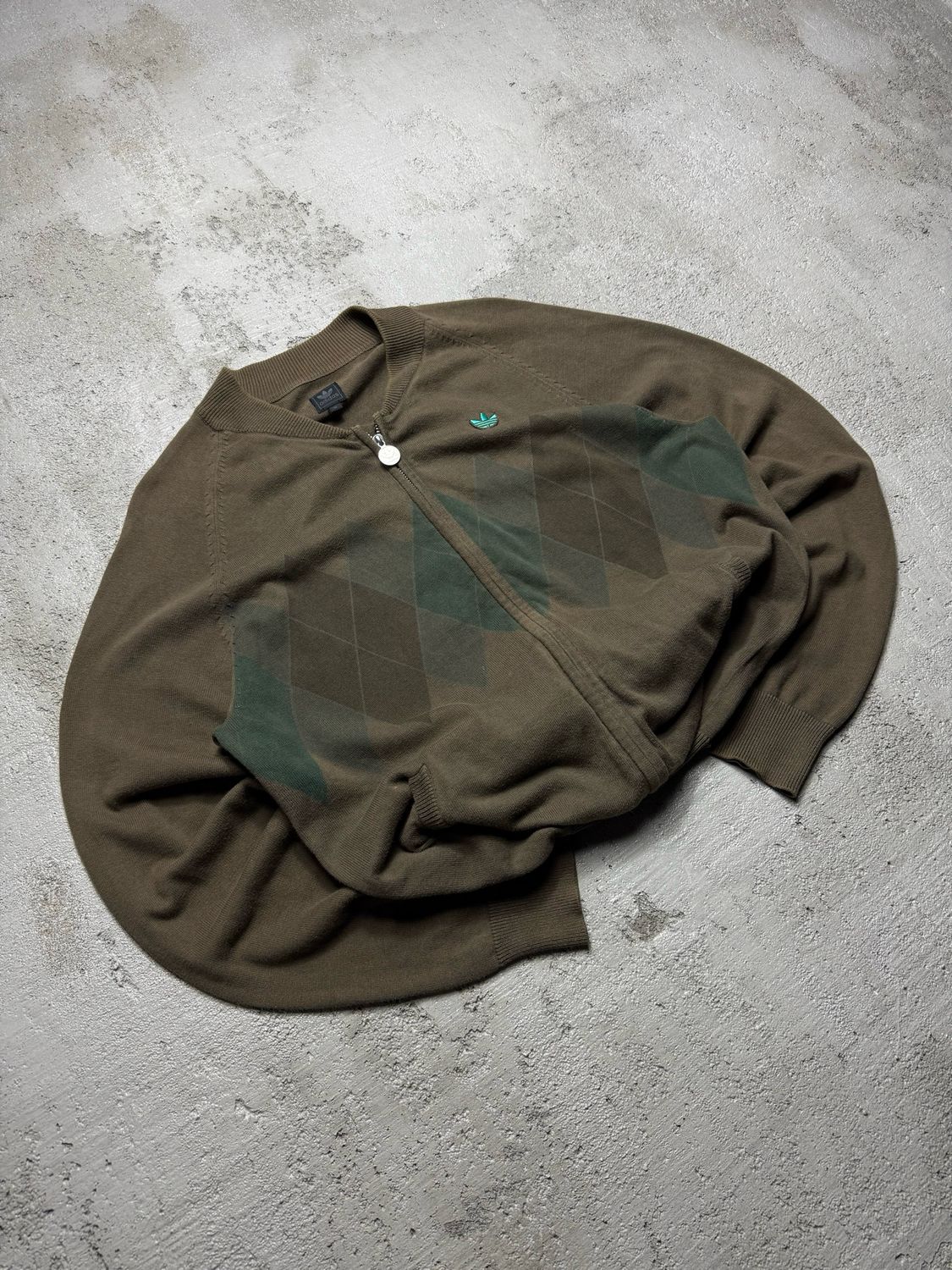 Sweter Zip Adidas Diamonds Pattern Zipper Brown M