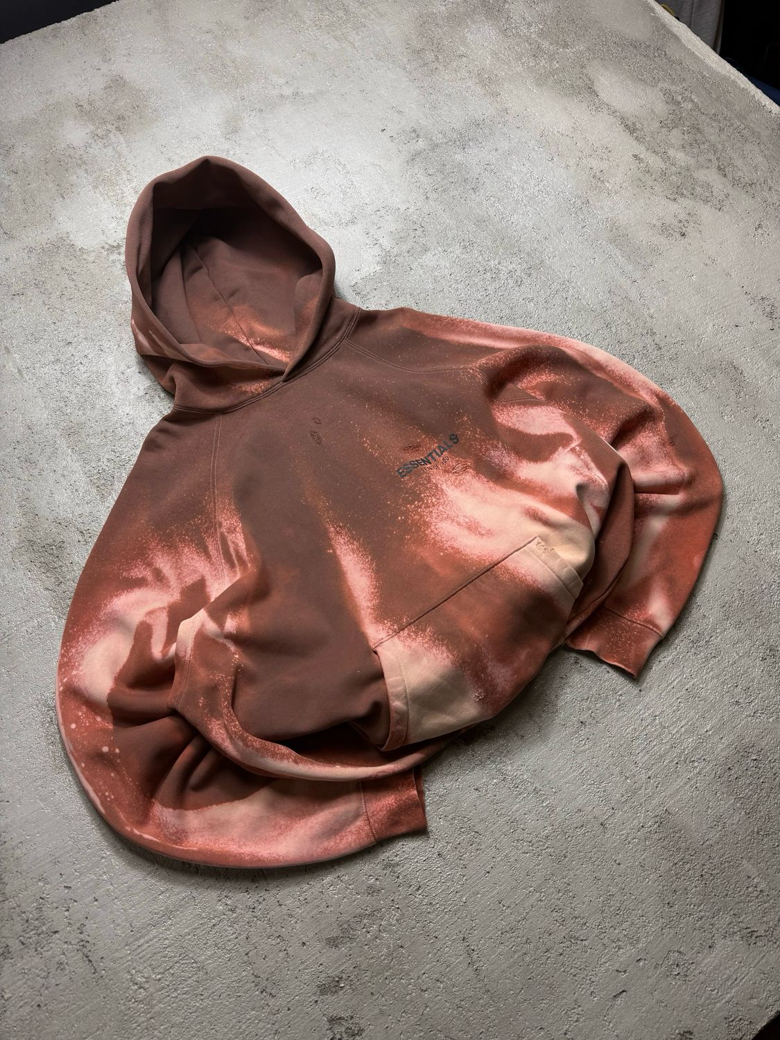 Bluza Essentials Fear of God Distressed Hoodie Tiedye Brown L