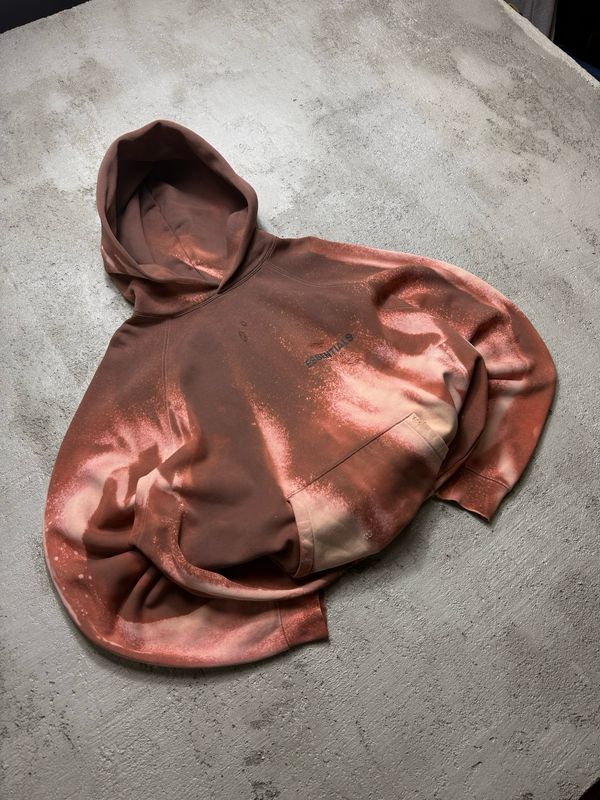 Bluza Essentials Fear of God Distressed Hoodie Tiedye Brown L