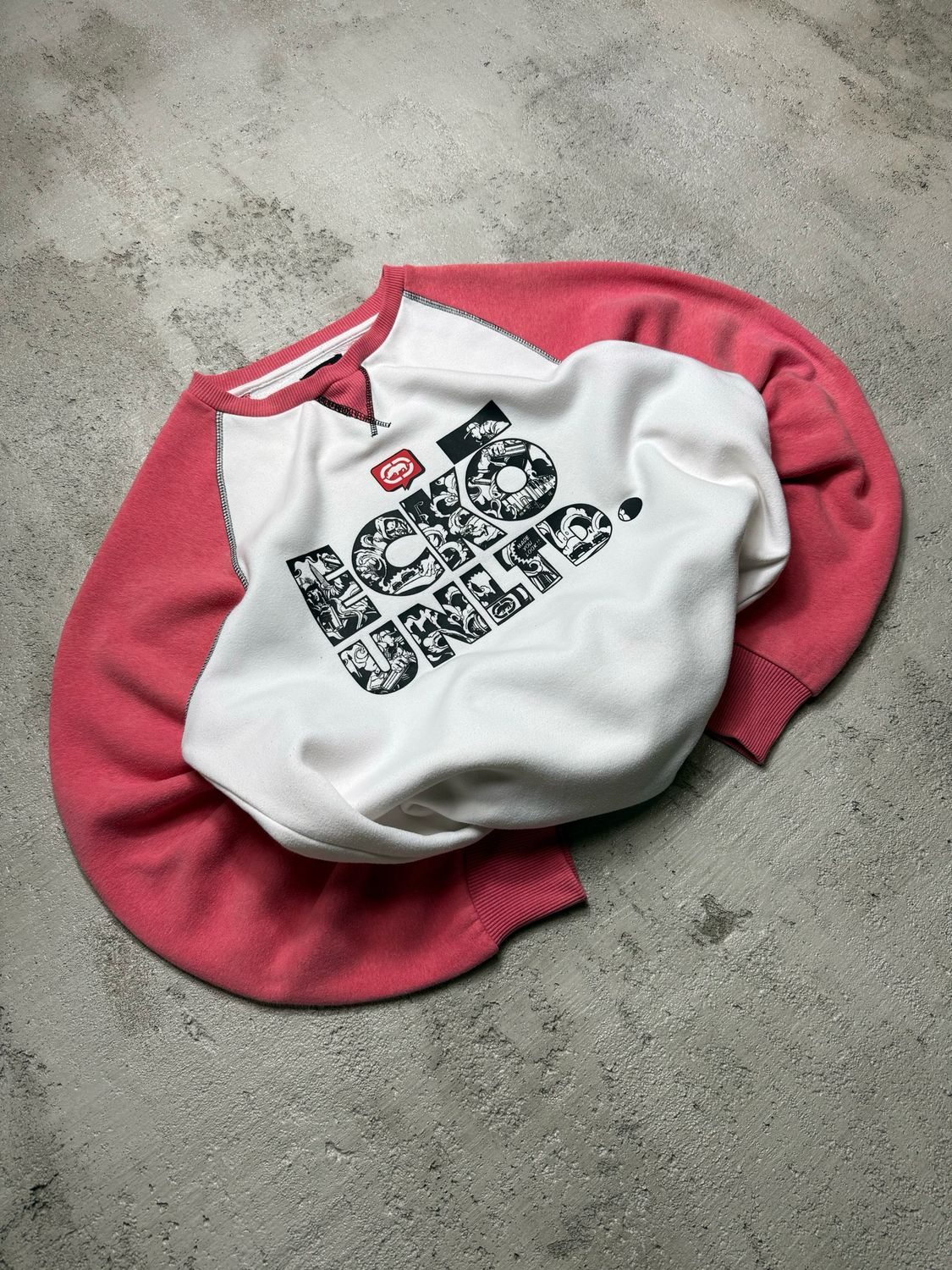 Bluza Ecko Unltd Cartoon Bg/Logo Pin/Sleeves Crewneck White L