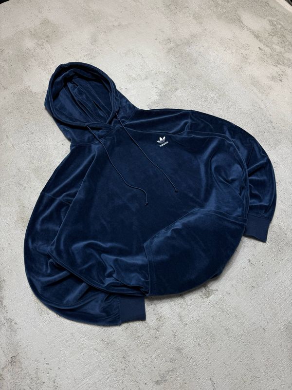 Bluza Adidas Small Logo Velour Hoodie Navy XL