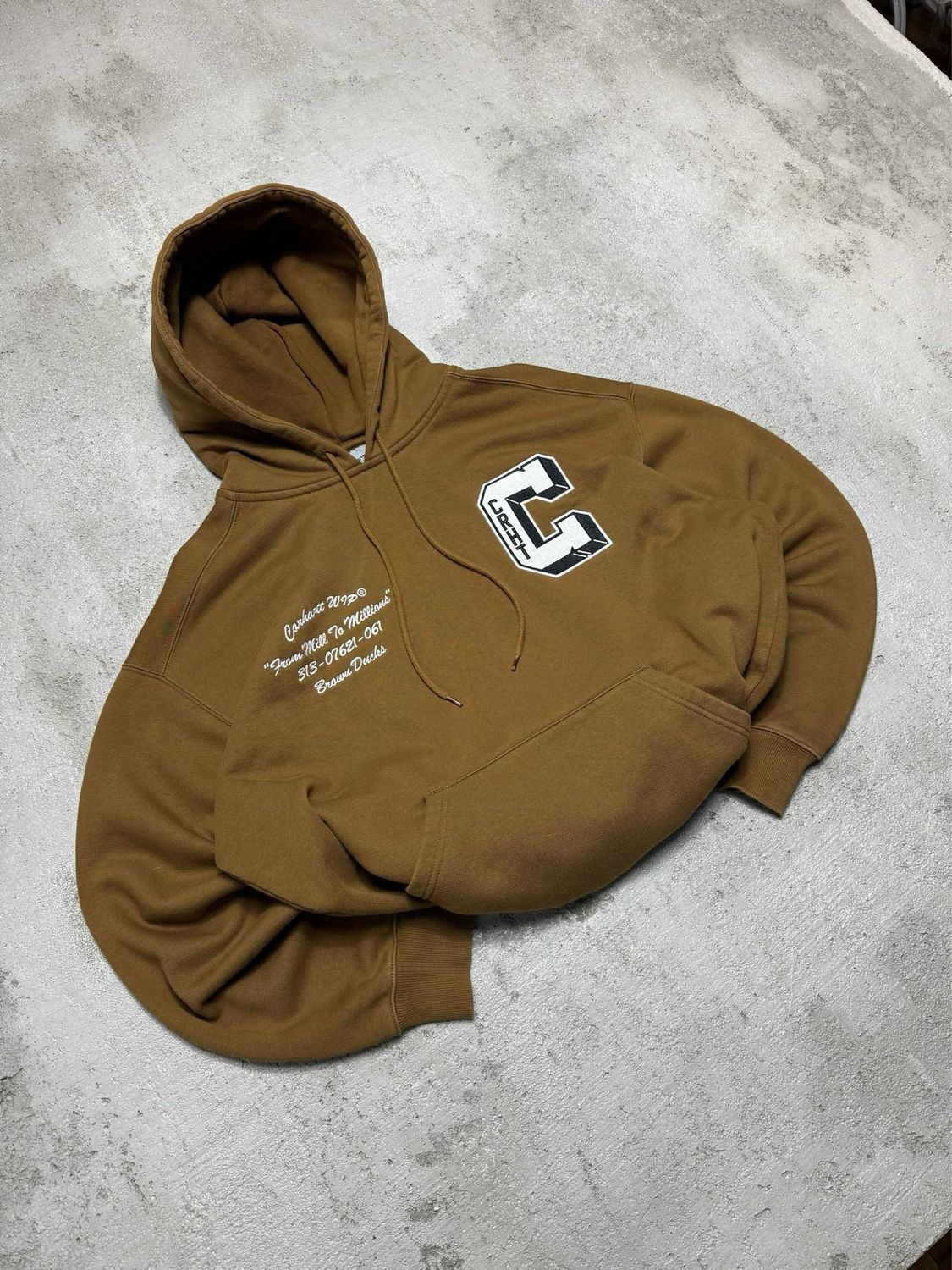 Bluza Carhartt Wip &quot;C&quot; Nowa Bez metki Logo Hoodie Brown  XL