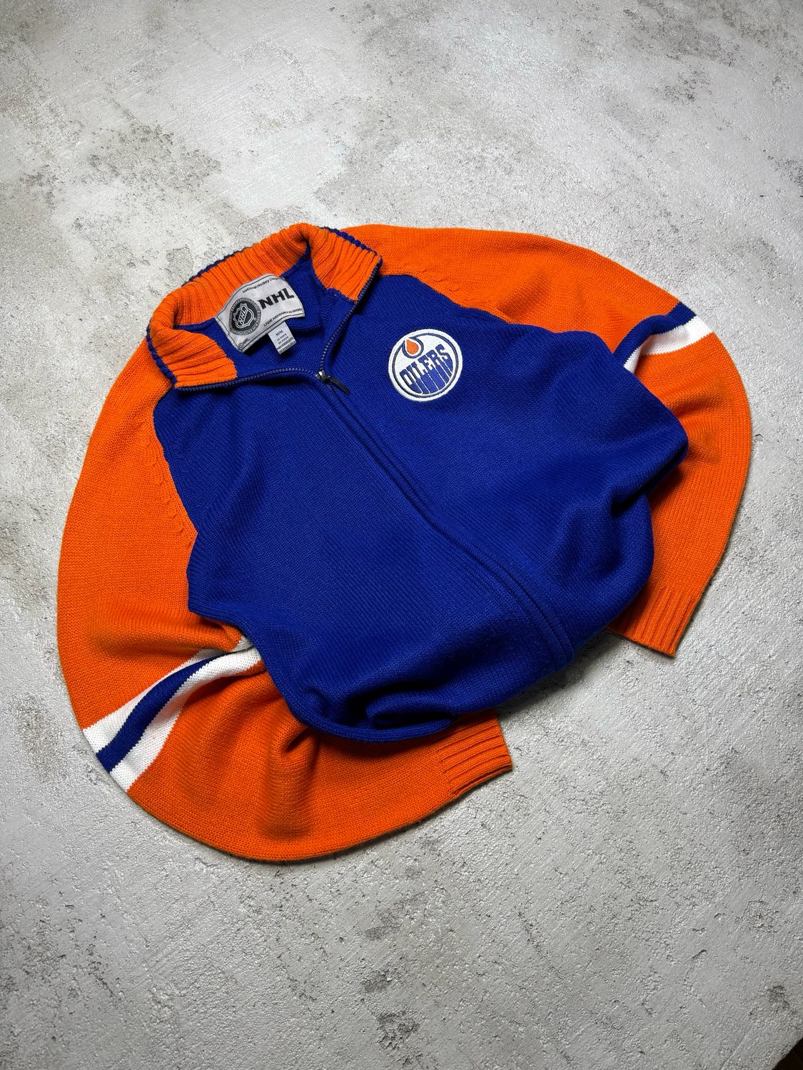 Bluza NHL Oilers Knit Zipper Ora/Sleeves Blue M