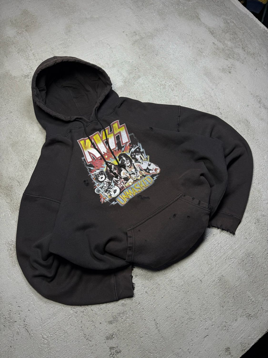 Bluza KISS Distressed Hoodie Brown  XL