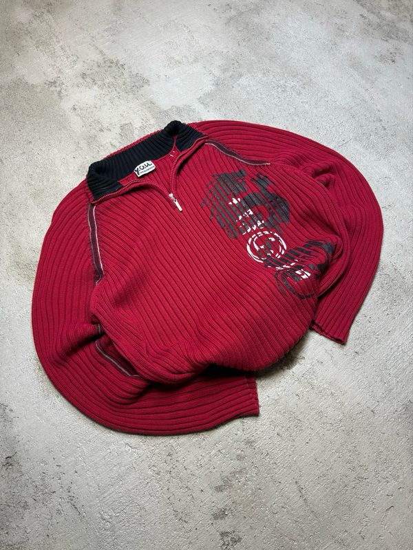 Bluza Y.O.U Dragon Designed Knit Q/Zip Red M