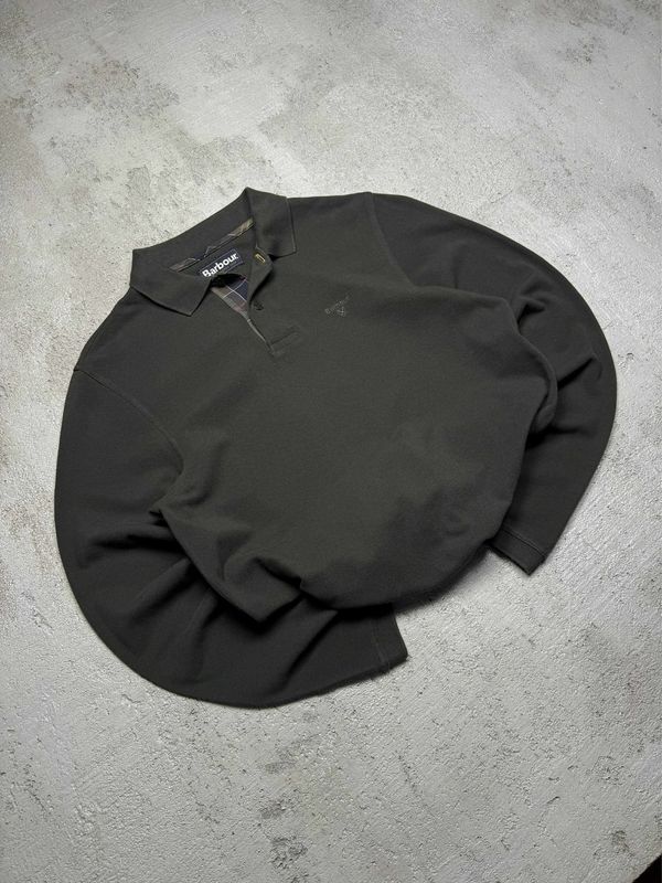 Long Barbour Logo Polo Long Dark-Green M