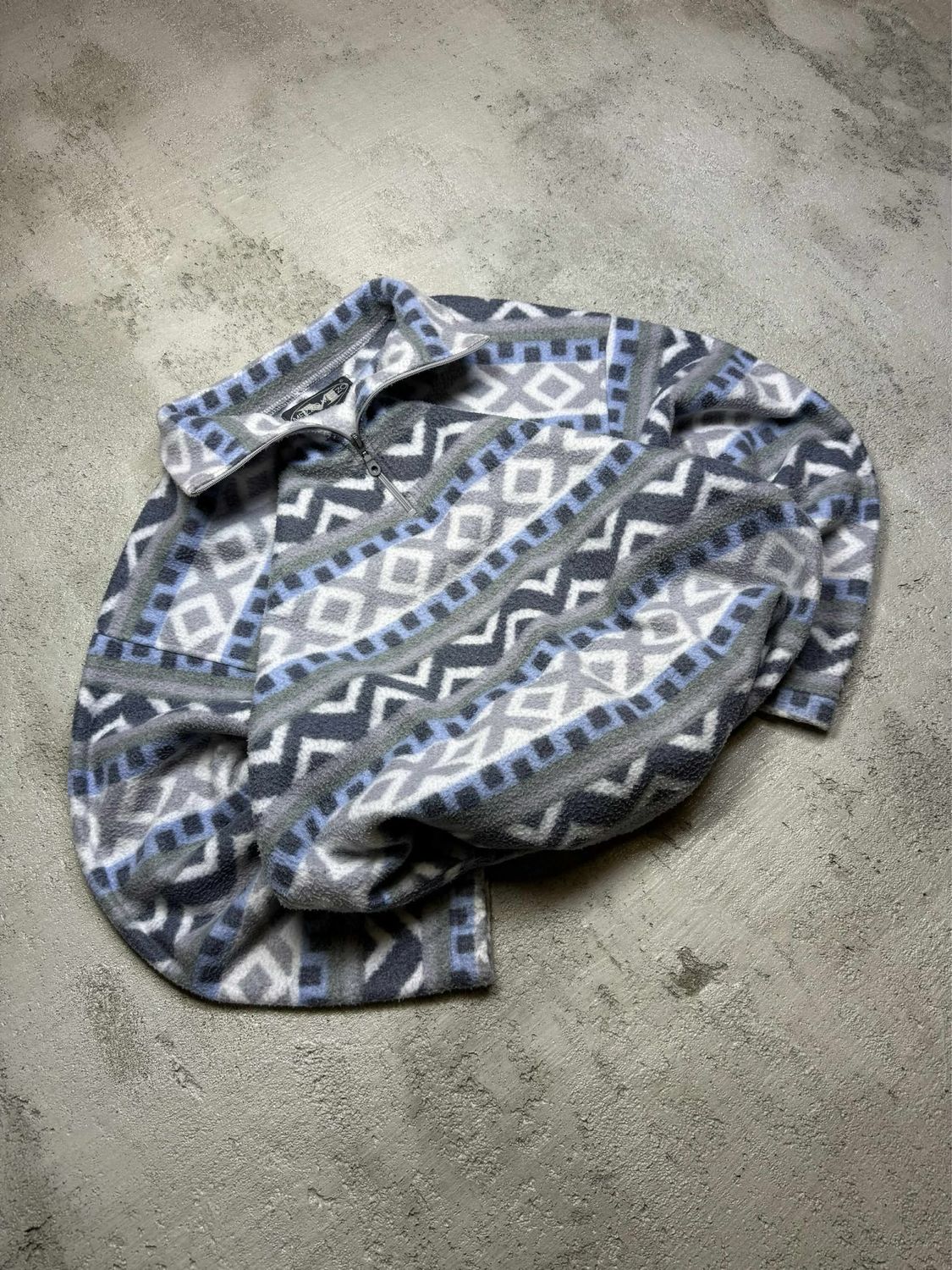Polar Mezzo Patterned Q/Zip Fleece Blue/Gray L