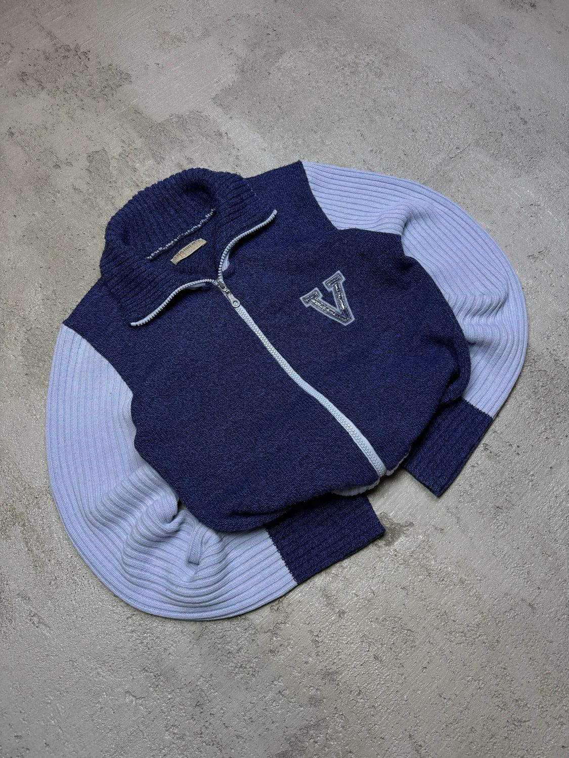 Sweter Bassimo L-Blu/Sleeves V Zipper Navy S