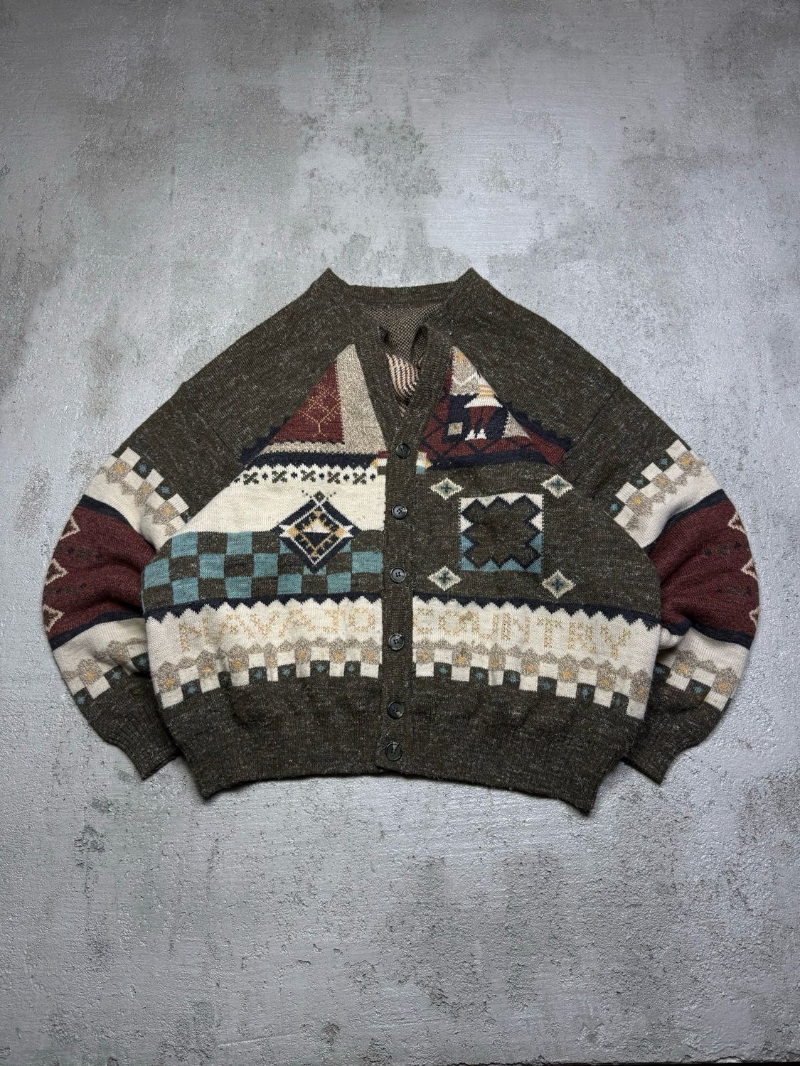 Bluza Wool Alpaca Patterned Couple Cardigan Khaki L