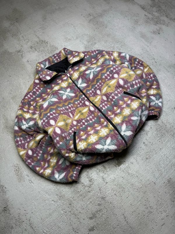 Polar Happy Mouse Patterned Zip Fleece Burgund-Yellow M