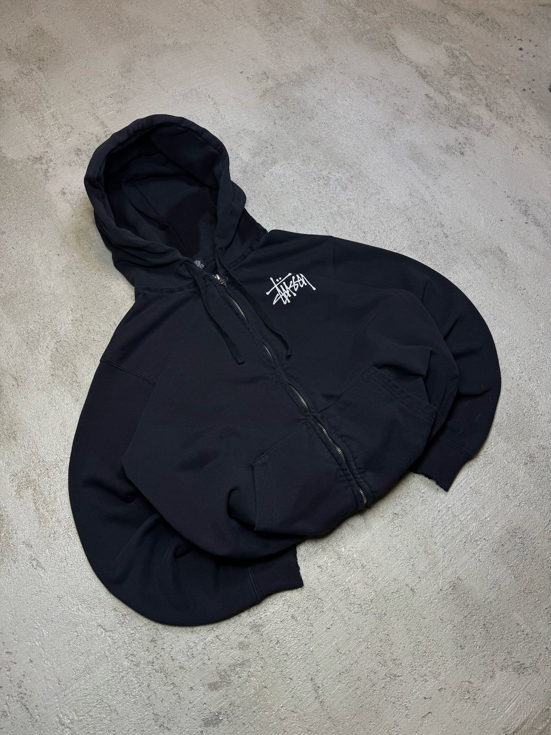 Bluza Stussy Back Logo Distressed Zip Hoodie Black M