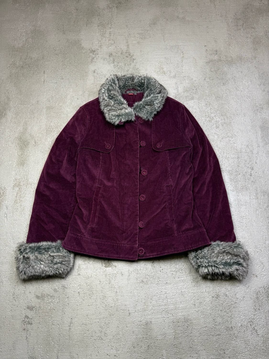 Kurtka Monsoon Corduroy Fur Jacket Burgund S