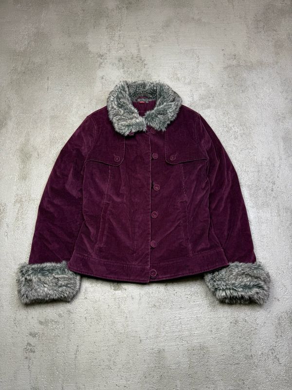 Kurtka Monsoon Corduroy Fur Jacket Burgund S