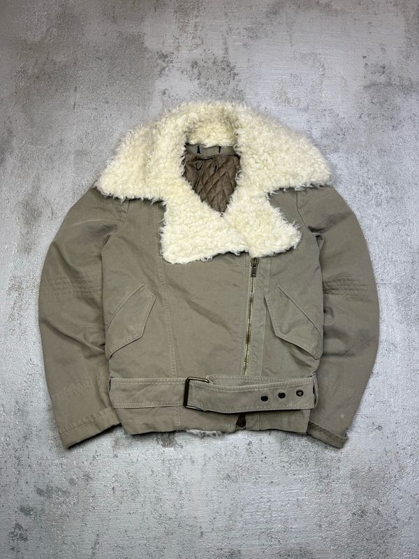 Kurtka Fur Aviator Belt Jacket Beige S