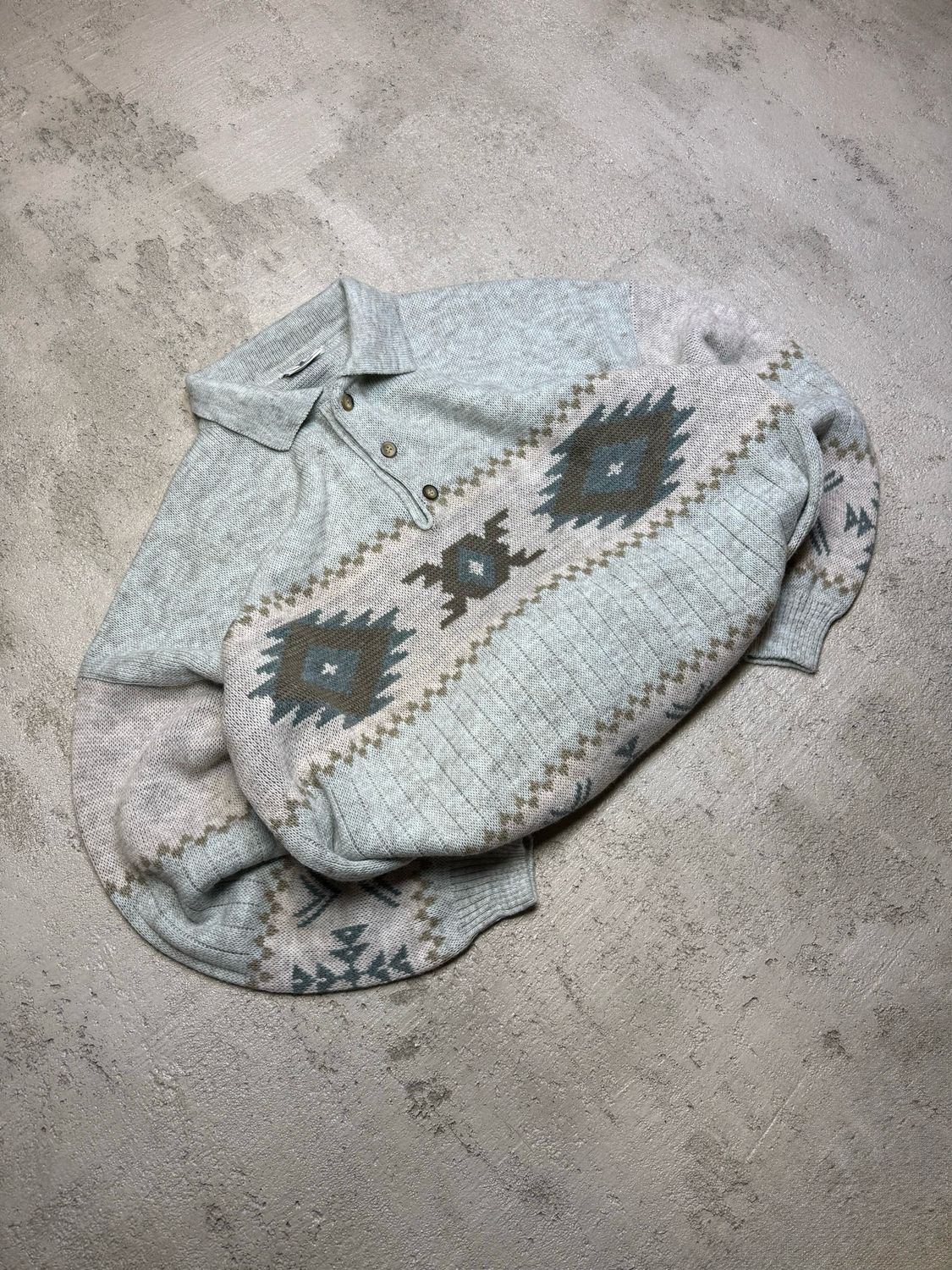 Bluza Game Over Patterned Buttons Sweater Light-Gray L