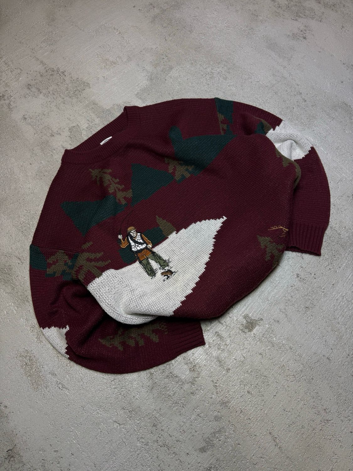 Bluza Fisherman &amp; Deer Sweater Burgund M