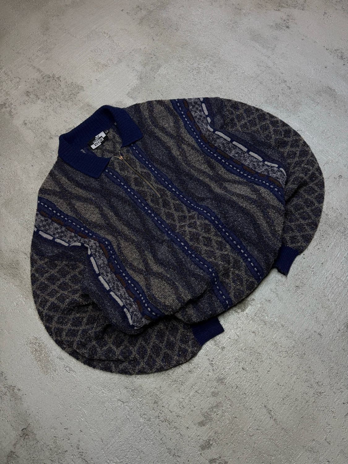 Bluza Monte Carlo Patterned Collar Sweater Beige/Navy M